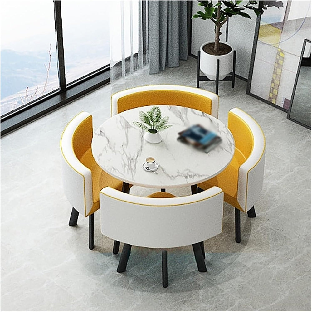 Reception Table and Chair Set, Space-Saving Small Round, Office Club Negotiat...
