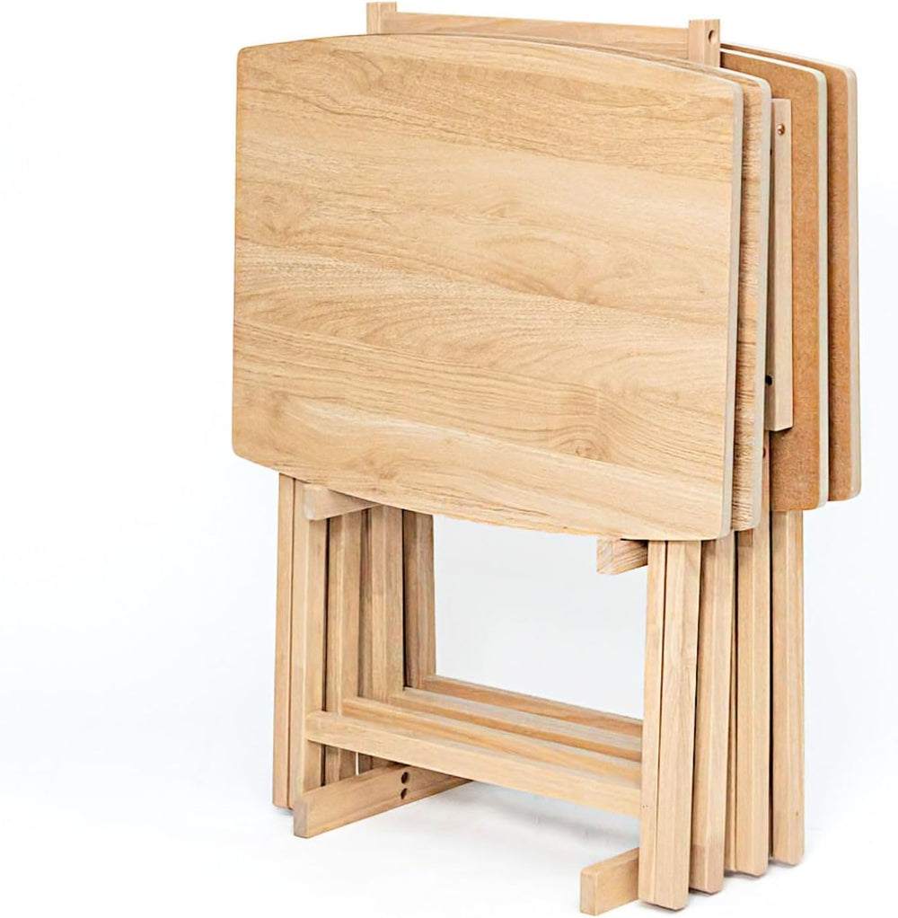 PJ Wood XL Oversize Tray Table, Natural Wood, 5-Pack | 33.2 lb Capacity, Rect...
