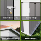 Patiowell 5x3 FT Outdoor Storage Shed, Garden Tool Shed with Sloping Roof and Lockable Door, Metal Shed for Backyard Garden Patio Lawn, Gray