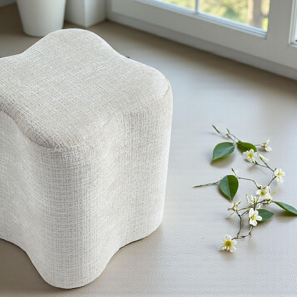 Get Set Style 14.4 Inch Flowers Shaped Ottoman,Modern Chenille Ottoman Vanity...