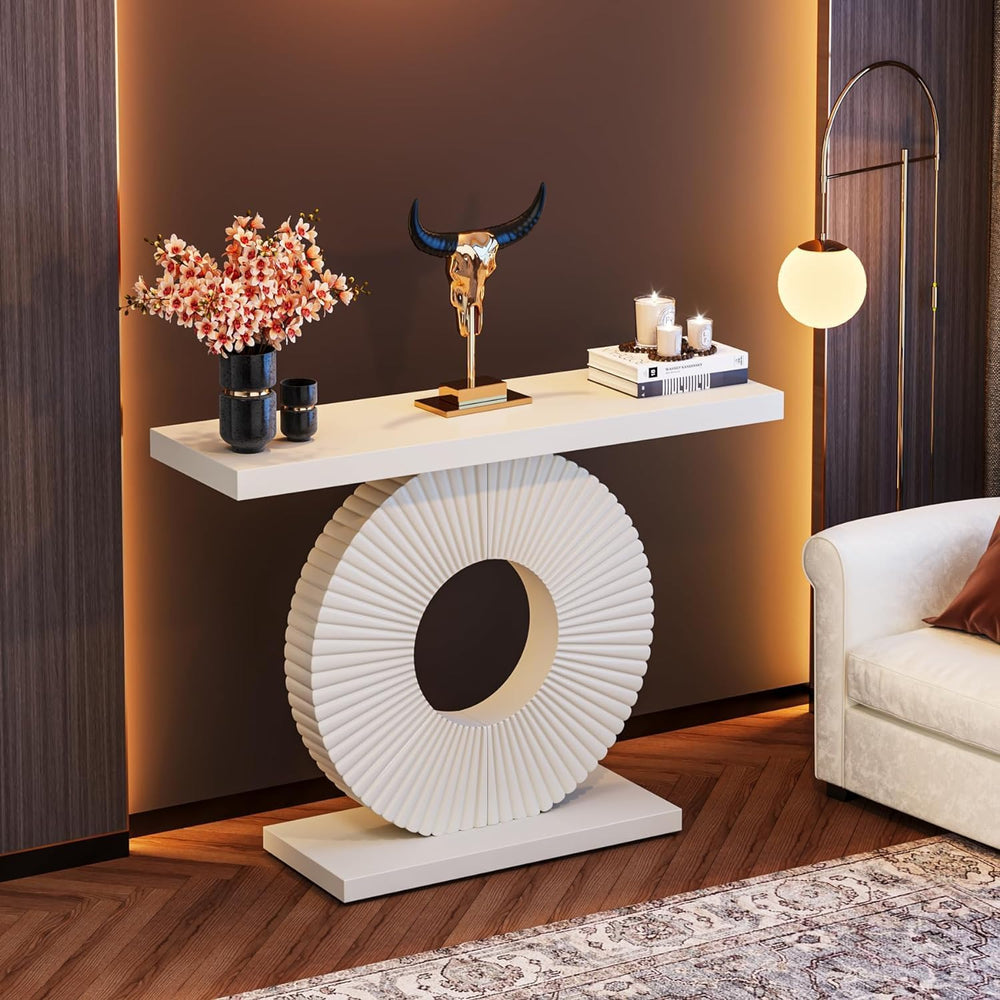 Tribesigns Modern Console Table with Geometric Base, 40 inch Wood Entryway Ta...