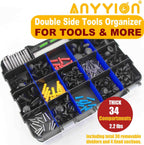 Anyyion Small Parts Organizer, 34-Compartments Double Side parts organizer with Removable Dividers for Hardware, Screws, Bolts, Nails, Beads, Jewelry. (1, Blue)