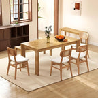 Rattan Dining Chairs Set of 4 White Lambswool Dining Room Chairs Natural Wooden Kitchen Chairs Farmhouse
