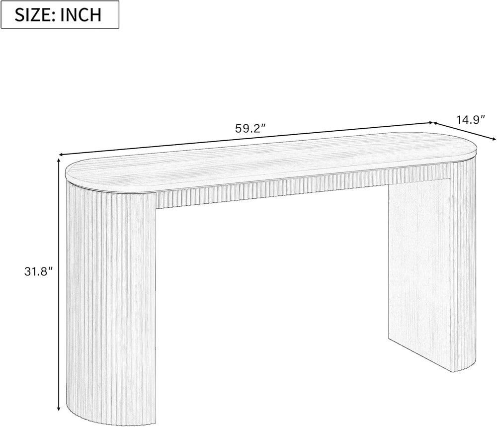 Curved Console Table with Unique Vertical Stripe,Suitable for Living Room,Stu...