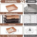 Rolling Carts with Wheels,Utility Cart with 8 Drawers and Wooden Tabletop,Rolling Drawer Cart,Plastic Drawer Storage for Living Room,Classroom,Bedroom,Bathroom,Dorm,Office,Brown