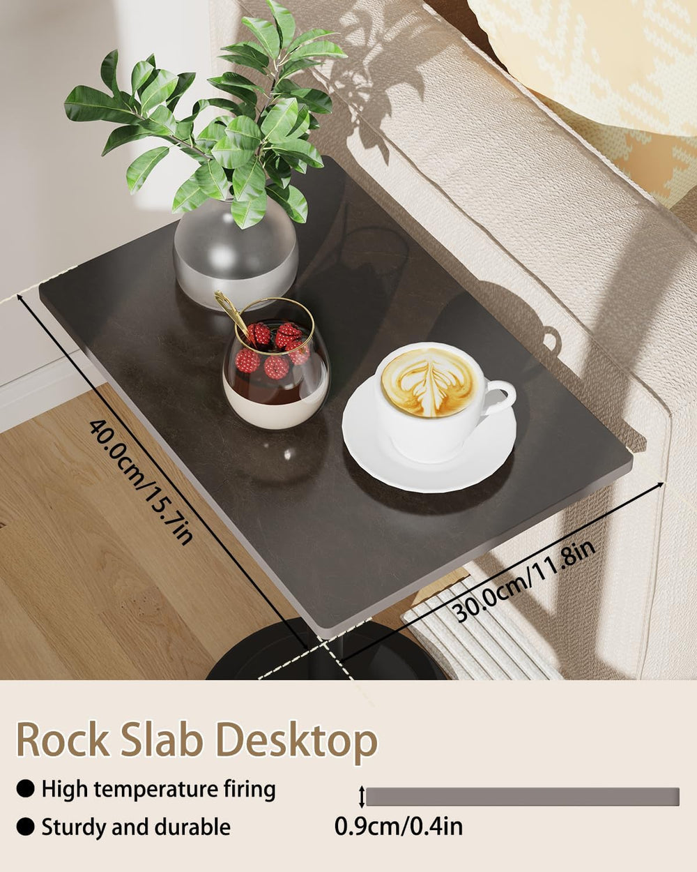 Small Side Table, Height Adjustable Nightstand, Square Indoor Metal Plant Sta...