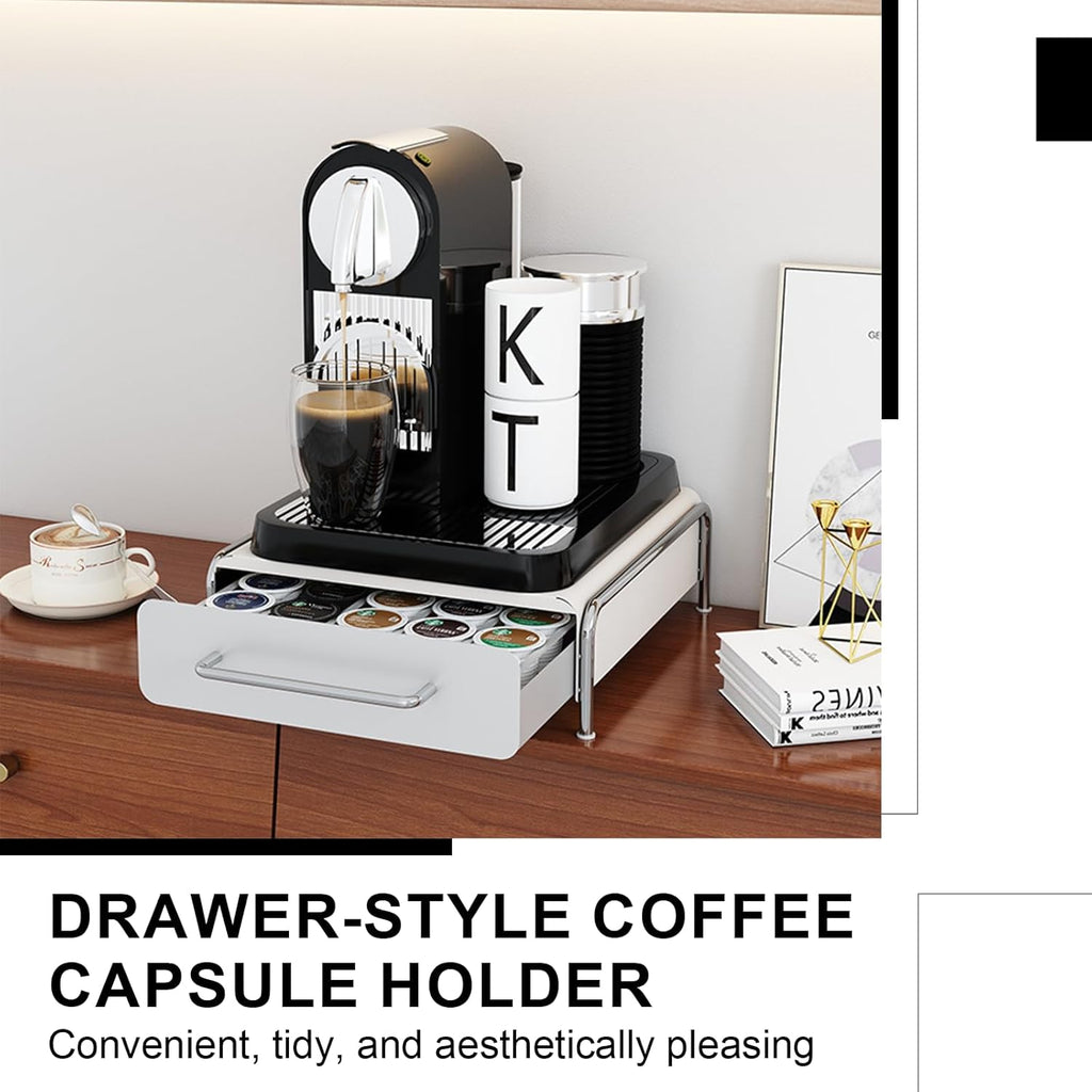 Pod Holder Drawer Capsule Organizer, Pull Out Coffee Pods Storage, Slide Out Drawers Holder for Capsules, Under Brewer Storage Sliding Drawer, Home Kitchen Counter Organization (Black, S)