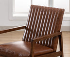 Leather Modern Rocking Chair Mid Century Armchair Upholstered Arm Chair with Padded Seat/Wood Frame, Comfy Rocker for Living Room/Bedroom, Retro Dark Brown PU