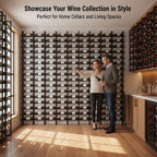 Large Wall Mount Wine Rack, 16 Tier 64 Bottle Wine Storage Organizer Display Holder, Metal Liquor Display for Wine Cellars, Home Bars, Kitchens, and Dining Rooms (Black, 64 Bottles)