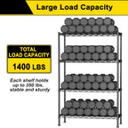 GIOTORENT 4-Wire Garage Shelving Storage Shelves, Metal Shelf Organizer 1400Lbs Capacity, Kitchen Storage Adjustable Shelf for Laundry Bathroom Pantry Closet, Black 36.2''L x 14''W x 53.4''H