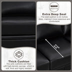 Faux Leather Sofa,82" W Mid Century Modern Couch with Storage Place,Oversized 3 Seater Sofa with Nailhead Trim&Rolled Armrests,Deep Seat Comfy Couch for Living Room,Bedroom,Apartment,Office(Black)
