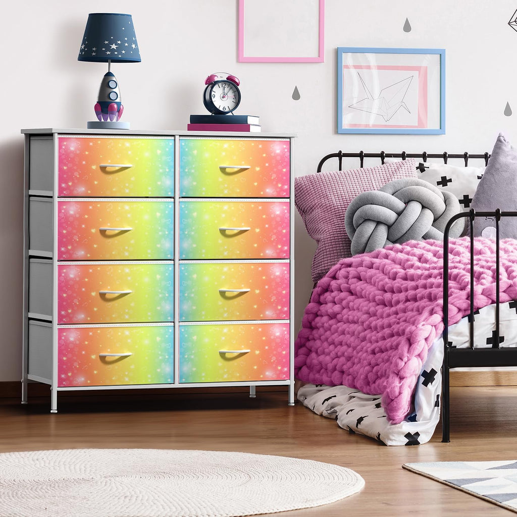 Sorbus Kids Dresser with 8 Drawers - Storage Unit Organizer Chest for Clothes - Bedroom, Kids Room, Nursery, & Closet (Rainbow, 31.5 x 12 x 32-8 Drawer)