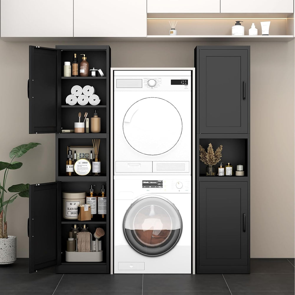67" Tall Narrow Bathroom Storage Cabinet, Slim Metal Cabinet with Doors ...