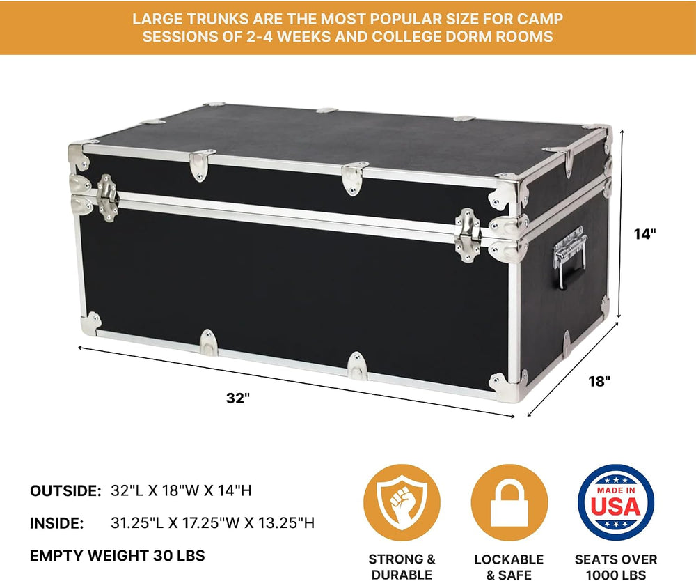 Rhino Large Essential Trunk with Wheels, Camp Footlocker, Dorm Storage | 32&q...