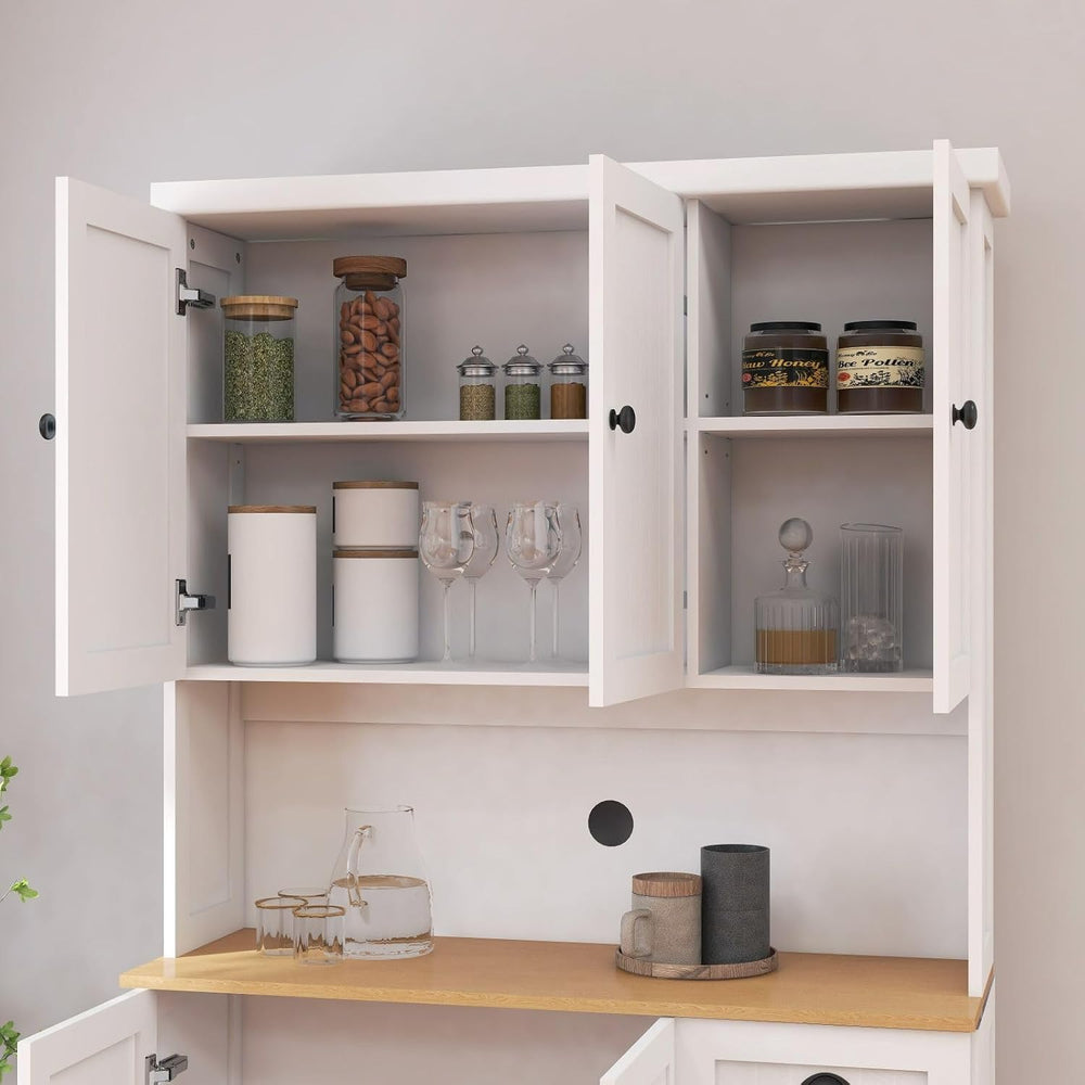 71" Kitchen Pantry Storage Cabinet with Microwave Shelf, Modern Freestan...