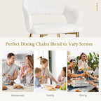 VECELO Velvet Dining Chairs Set of 2, Modern Upholstered Kitchen Chairs with Cushion, Padded Backrest and Metal Legs, White