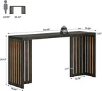 Tribesigns 63-Inch Bar Table with Louvered Base, Black Brown | Industrial Style, Rectangular High Top Table, For Kitchen, Dining, Narrow Space