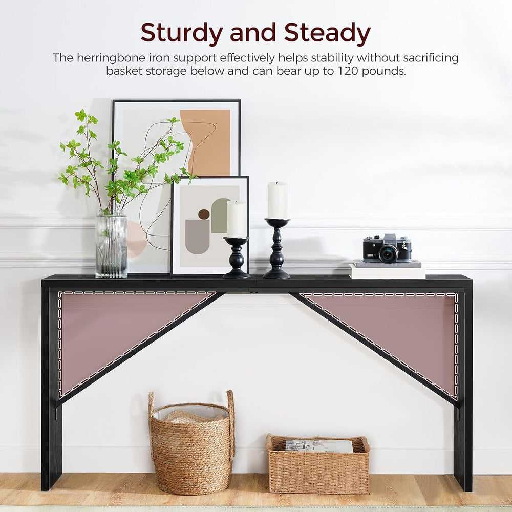 MAHANCRIS Console Table, 62.2" Long Sofa Table Behind Couch, Narrow Entr...