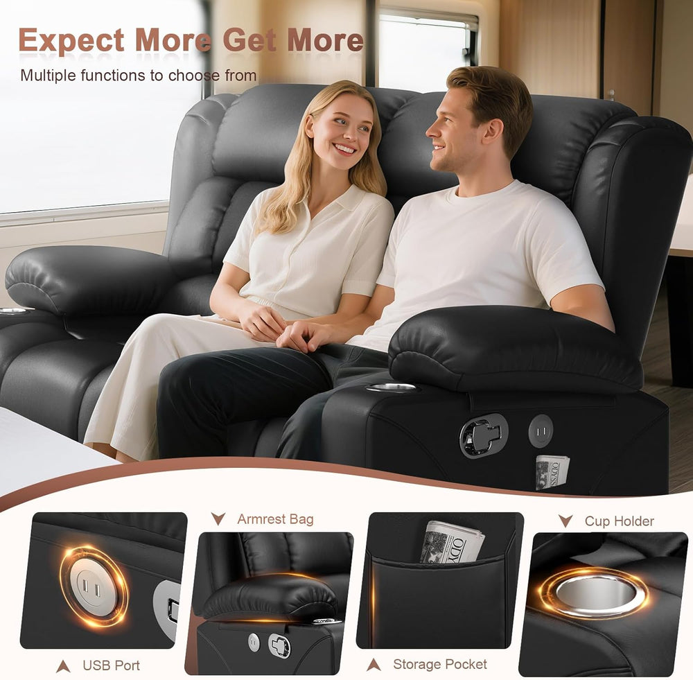 RV Loveseat Recliner Sofa, Reclining Loveseat Home Theater Seating with USB P...