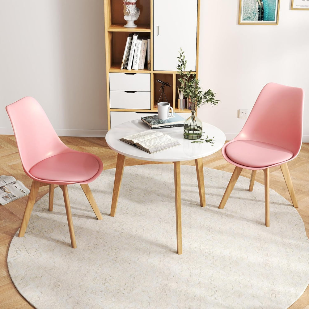 LSSBOUGHT Mid Century Modern Shell Dining Chairs(Pink, Set of 4) | Soft padde...