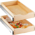 Menkxi 2 Set Pull out Tray Cabinet Organizer Wooden Pull Drawers storage Slide out Pantry Shelf for Base Cabinet Kitchen Gentle Close Fully Assembled Accessories(Wood Color,12'' X 21'' X 3")
