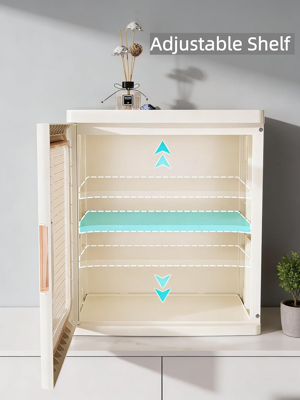 Countertop Storage Cabinet with Door and Shelf Mini Foldable Small Cabinet Or...