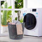 6 Packs 30 Liter Round Plastic Laundry Baskets, Grey Clothes Hamper, Large Basket for Storage