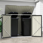 Patiowell 6 x 3 FT Horizontal Metal Shed, Outdoor Storage Shed with Double Lockable Doors and Easy Lift Hinges for Trash Cans, Garden Tools and Pool Accessories, Sloping Roof for Backyard Garden Lawn