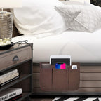 Bedside Caddy Bedside Storage Organizer Magazine Phone Tablet iPad Remote Holder, Organizer Caddy for Home College Dorm Bed, Sofa, Bunk Bed (Brown)