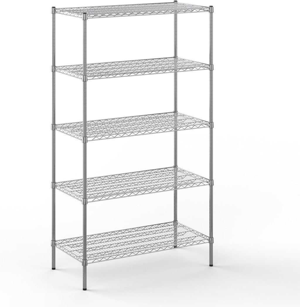 21" Deep x 42" Wide x 74" Height Wire Shelving Kit | 5-Tier | NSF Commercial Storage Rack Unit