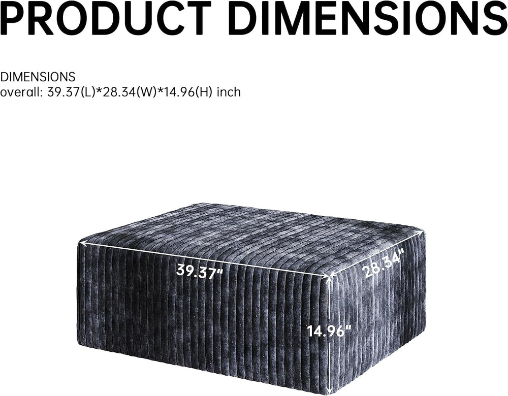 40" L Shape Sectional Sofa Ottoman, Memory Foam Cloud Couchottoman, No A...