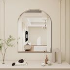 Arched Bathroom Mirror, 32X48 inch Arched Frameless Mirror, Arch Wall Mirror，Frameless Mirrors for Bathroom,Beveled Bathroom Mirror.
