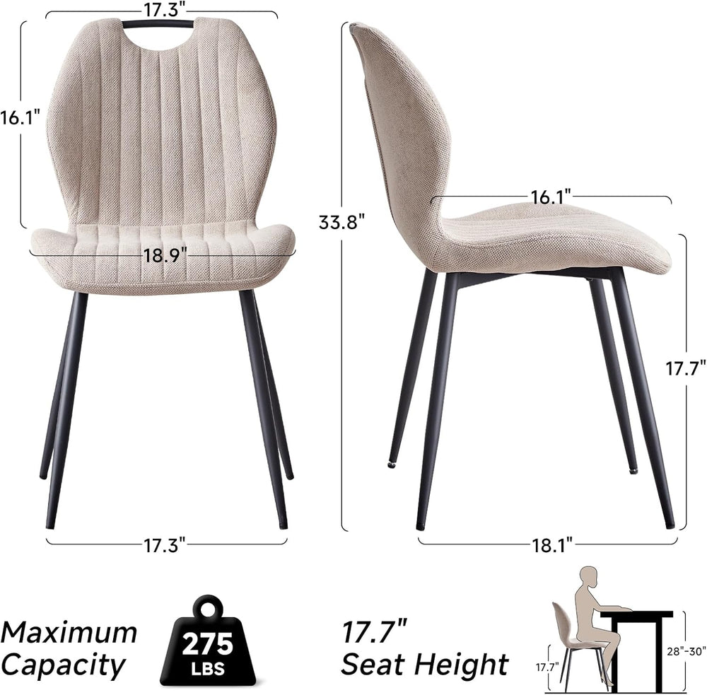 Dining Chairs Set of 4, Upholstered Living Room Chairs Modern Fabric Wingback...