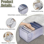 TOOVREN Jeans Organizer Extra Large 9 Grids, Closet Organizer with Foldable Drawer Compartments, Washable Clothing Storage Box 3-Pack
