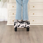 Adeco Small Cow Print Ottoman Foot Stool with Legs, Small Footstool, Fabric Seat with Thick Cushion, for Living Room, Bedroom, Entryway, 335 lb Weight Capacity