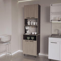 23.6" D*16.1" W*80.3" H Freestanding Kitchen Pantry with 3 Shelves, 2 Double Doors, Rectangular Storage Cabinet, Farmhouse, for Living Room, Dining Room, Brown