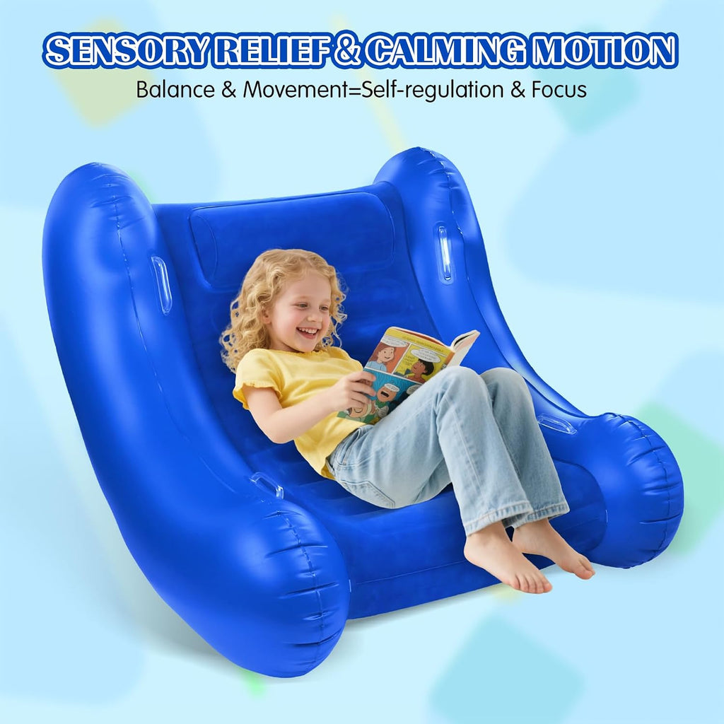Sensory Rocker Chair for Kids, 42” x 42” x 38” Inflatable Pod Rocking Chair, Air Cloud Rocker, Autistic ADHD Sensory Chairs for Child, Indoor/Outdoor Toddler Rocking Chair