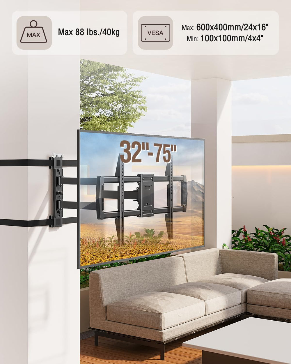 ELIVED Pillar TV Mount for Most 32"-75" TVs, Column TV Mount for Ga...
