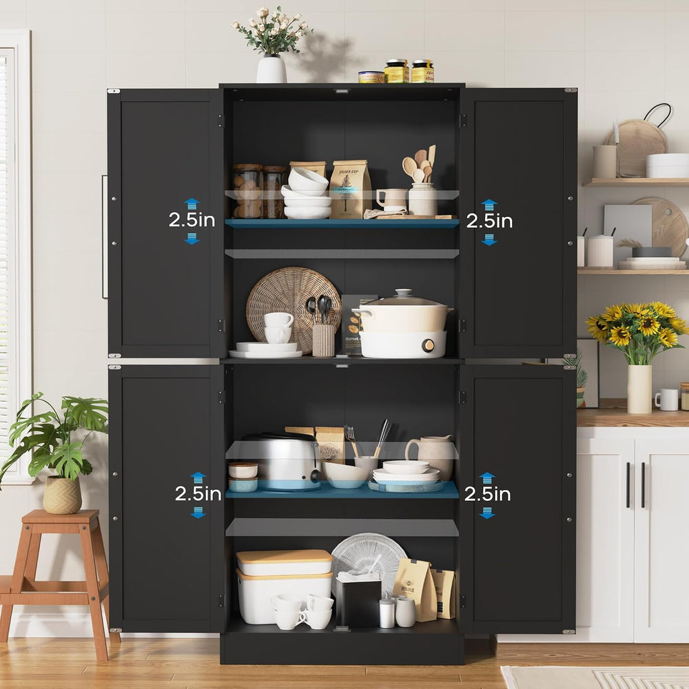 MHOM 71" Farmhouse Pantry Cabinet, Tall Storage Cabinet with 4 Doors and...