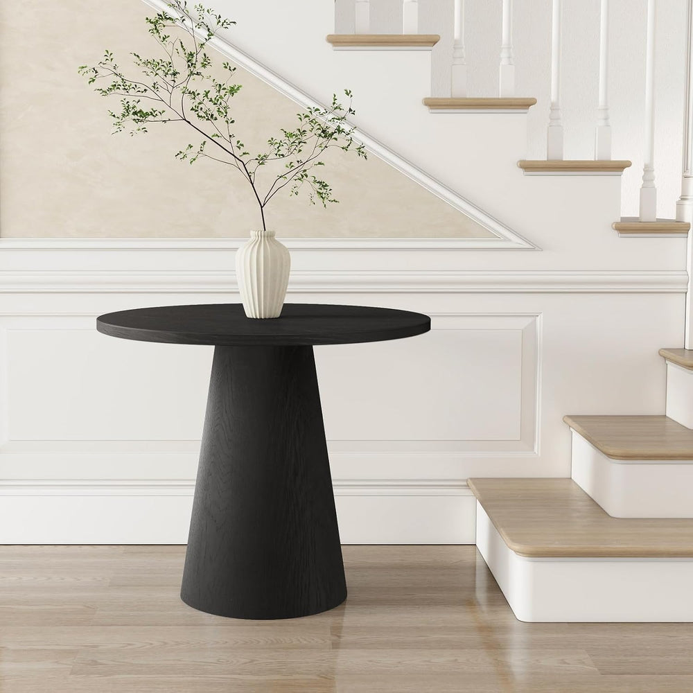 Round Dining Table Wood for 2-4, Modern Farmhouse Kitchen Table | 35''...