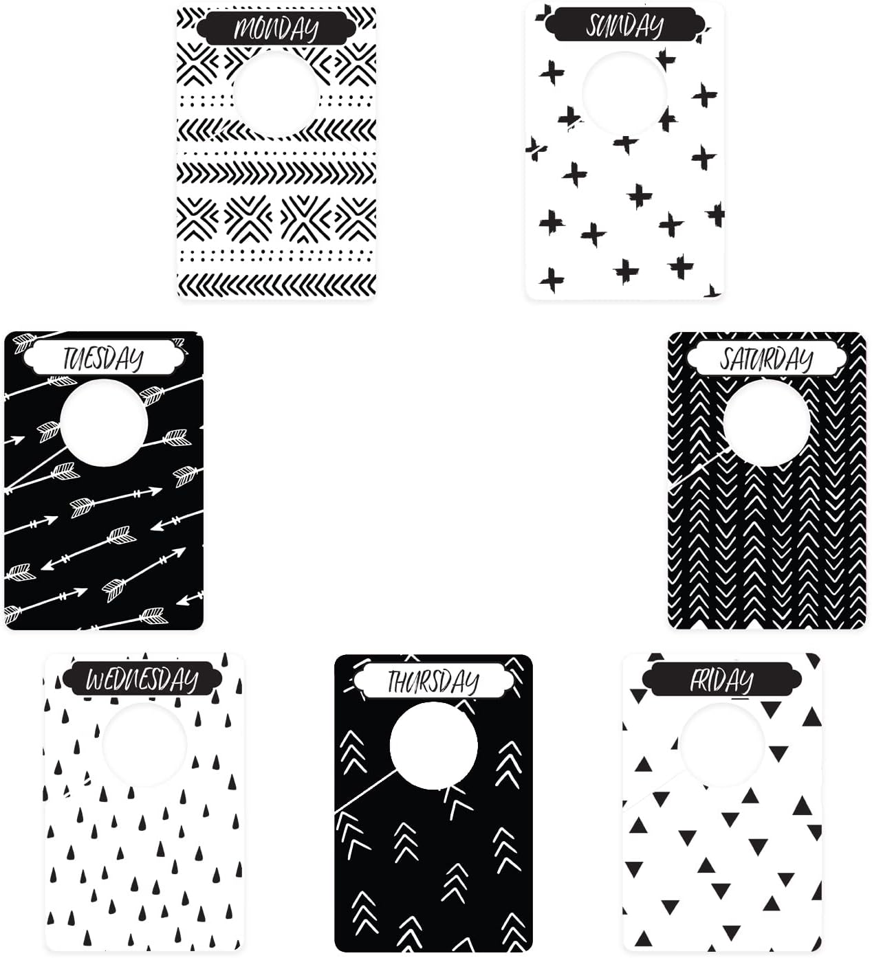 Day Of The Week Closet Dividers/Closet Organizer for Weekly Planning/Modern Clothing Divider Tags/School Morning Organization