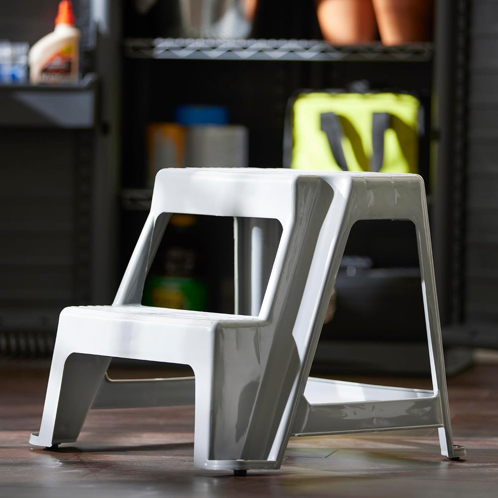 Gracious Living 2-Step Stool, Portable Plastic Stepping Stool for Dorm, Home,...