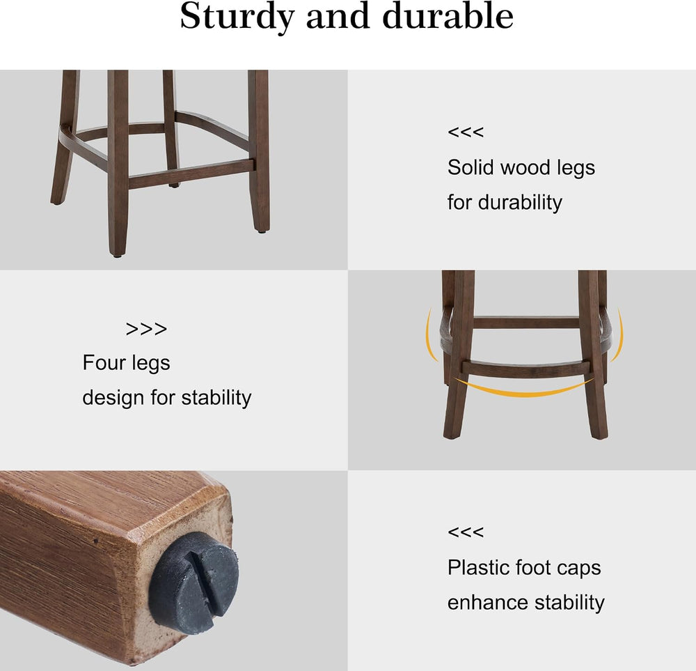 VKNOW Bar Stools Set of 4, 26" Fabric Counter Height Bar Stools, Brown