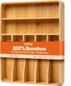 SMIRLY Silverware Drawer Organizer – Bamboo Kitchen Drawer Organizer, Adjustable Utensil Holder and Cutlery Tray, Drawer Dividers for Flatware and Kitchen Utensils