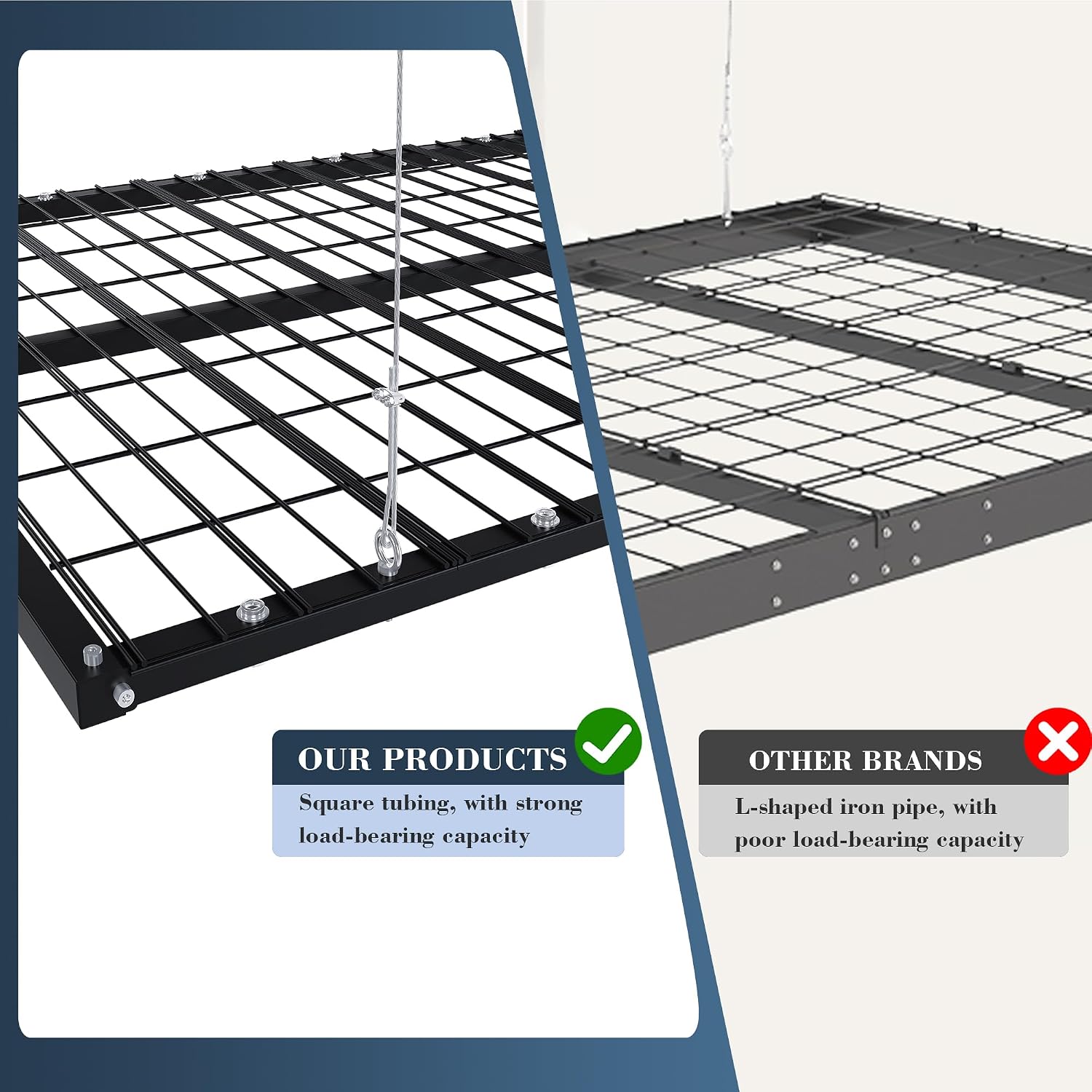 4x8 FT Overhead Garage Storage Rack for High Ceilings 10-12 FT, 350Lbs Heavy-duty Steel Garage Ceiling Rack with Safety Lock, Ideal for Overhead Storage Mounted Lift System and Garage Organizer