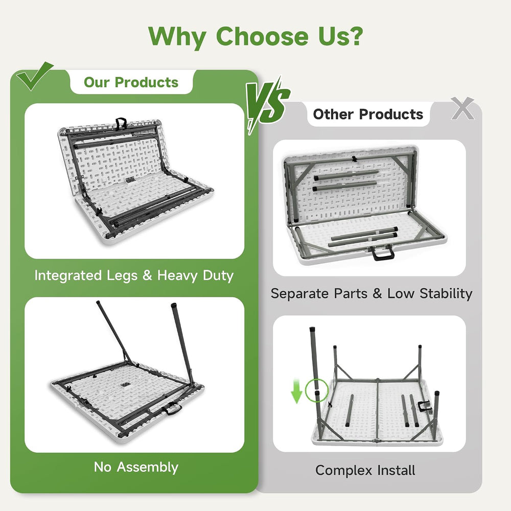 3 ft Square Folding Card Table, Portable Folding Table with Carrying Handle, ...