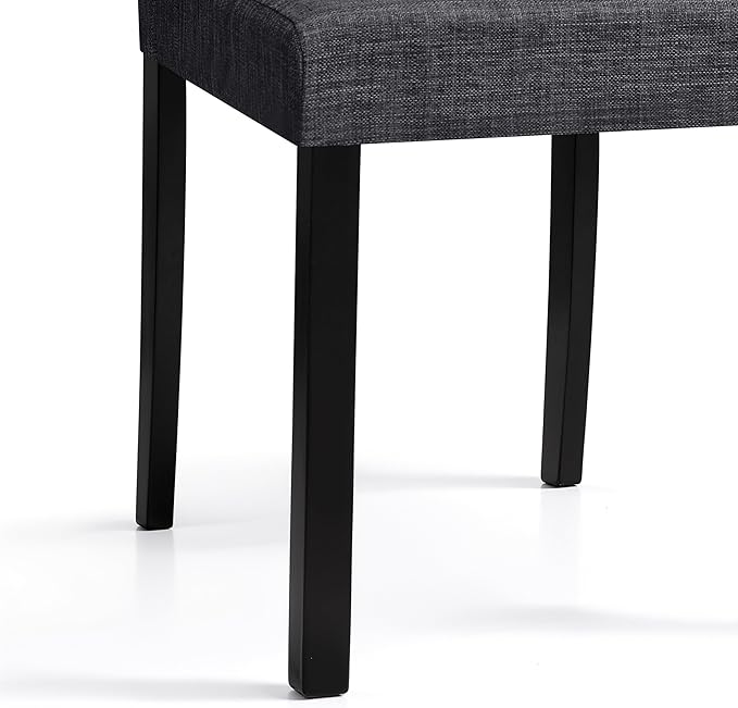 CHUN YI Upholstered Dining Chairs Set of 2, Fabric Dining Room Chairs with Solid Wood Legs, Modern Parson Chairs for Kitchen, Restaurant, Hotel, Dark Gray