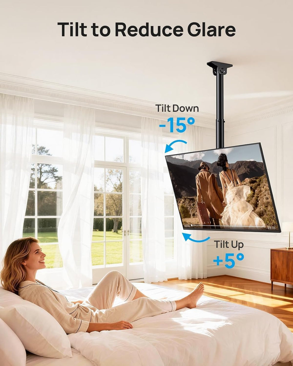 PERLESMITH Ceiling TV Mount for 37–75 inch TVs up to 110 lbs | 6 adjustable h...