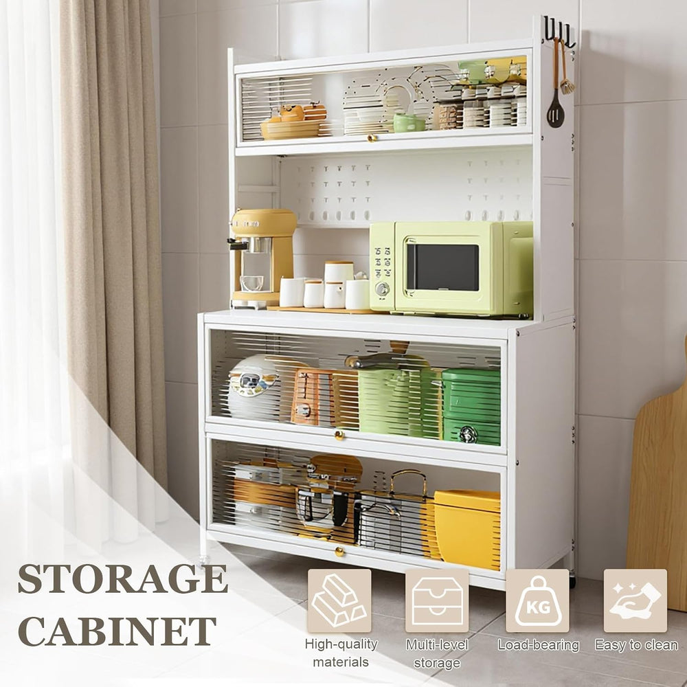 Kitchen Pantry Storage Cabinet with Shelf, Multi-Layer Metal Pantry Cabinet o...