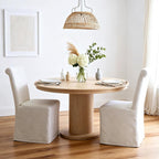 chairus Slipcovered Parsons Dining Chairs Set of 6, Upholstered Dining Room Chairs with Washable Linen Cover & High Back, Modern Farmhouse Wooden Side Kitchen Chairs, Cream White
